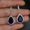 Wholesale Fashion Full Water Drop Shaped Zircon Copper Earrings Wholesale