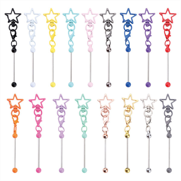 Wholesale DIY Beaded Five-Pointed Star Keychain Metal Beaded Keychain