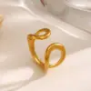 Wholesale Ion Plating (IP) 18K Gold Plated Solid Color 304 Stainless Steel Simple Style Classic Style Waterproof Non Tarnish Open Rings