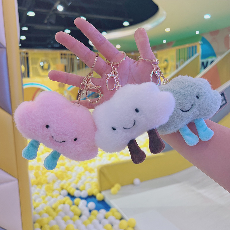 Wholesale Ins pular Cute Cloud Keychain Pendant Girl Heart Little White Cloud Doll Backpack Cole Pendant Plush Toy