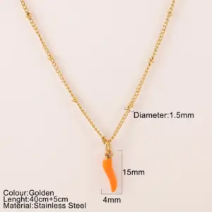 Clip Bead Necklace Orange Pepper