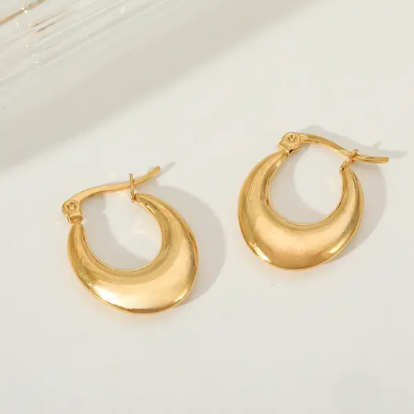 1 Pair Simple Style Irregular Geometric 304 Stainless Steel 18K Gold Plated Hoop Earrings