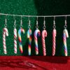 Wholesale Large Candy Cane Christmas Colorful Stripesd Rainbow Candy Pendant Earrings
