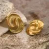 Wholesale 304 Stainless Steel Spiral PVD Coated 18K Real Gold Plated Real Gold Plated 18K Gold Simple Style Classic Style Waterproof Non Tarnish Plating Gold Ear Studs