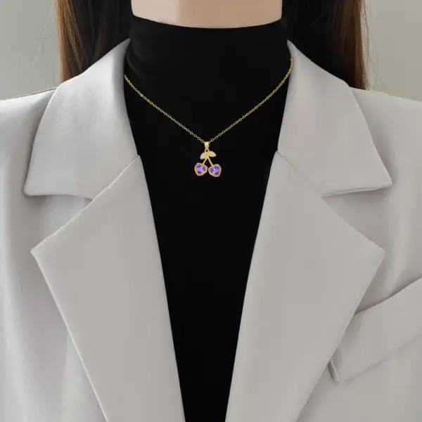 Wholesale Electroplating 18K Gold Golden Plated Cherry Titanium Steel Brass Elegant Classic Style Commute Jewelry Set