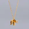PVD Coated 18K Real Gold Plated Elephant 304 Stainless Steel Waterproof Non Tarnish Inlay Inlaid Necklace