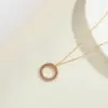 Wholesale Copper 14K Gold Plated White Gold Plated Simple Style Circle Inlay Zircon Pendant Necklace