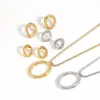 Wholesale PVD Coated Real Gold Plated 18K Geometric 304 Stainless Steel Simple Style Classic Waterproof Non Tarnish Earrings Necklace