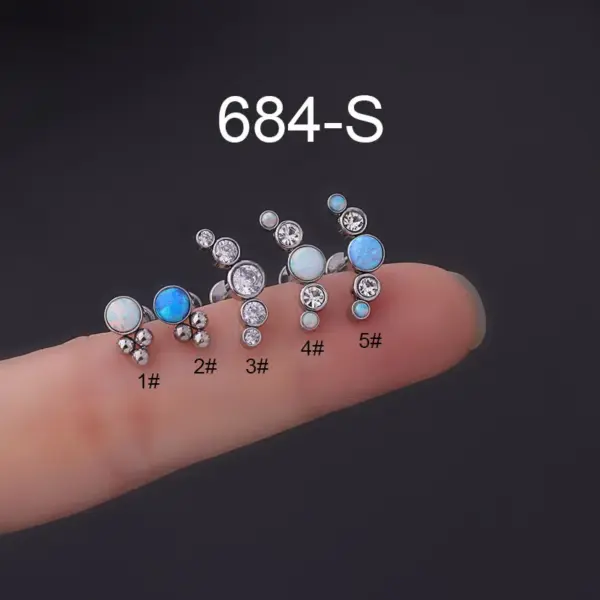 316L Stainless Steel Artificial Gemstones Ear Cartilage Rings & Studs Geometric Waterproof Non Tarnish Surgical Steel Women'S