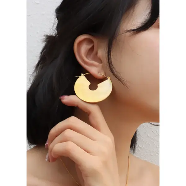 Wholesale PVD Coated Real Gold Plated 18K Gold Geometric 304 Stainless Steel Fashion Waterproof Non Tarnish Earrings