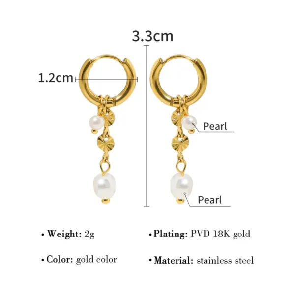 Wholesale PVD Coated 18K Gold Real Gold Plated Round 304 Stainless Steel IG Style Simple Style Waterproof Non Tarnish Drop Earrings