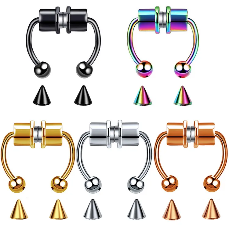 Wholesale Fashion Stainless Steel Magnet Non-perforated Nose Ring Nose Pin