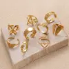 Wholesale PVD Coated Pentagram Heart Shape Butterfly 304 Stainless Steel Retro Waterproof Non Tarnish Open Ring