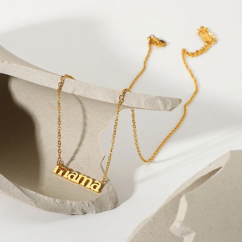 Wholesale Jewelry Simple Style Letter Stainless Steel Titanium Steel PVD Coated Plating Pendant Necklace