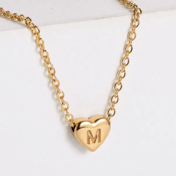 Wholesale PVD Coated 18K Gold Plated Heart 304 Stainless Steel Simple Style Waterproof Non Tarnish 304 Stainless Steel Pendant Necklace