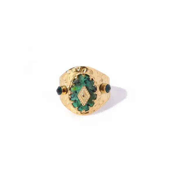Wholesale PVD Coated 18K Gold Real Gold Plated Square Oval 304 Stainless Steel Vintage Style Waterproof Non Tarnish Open Ring