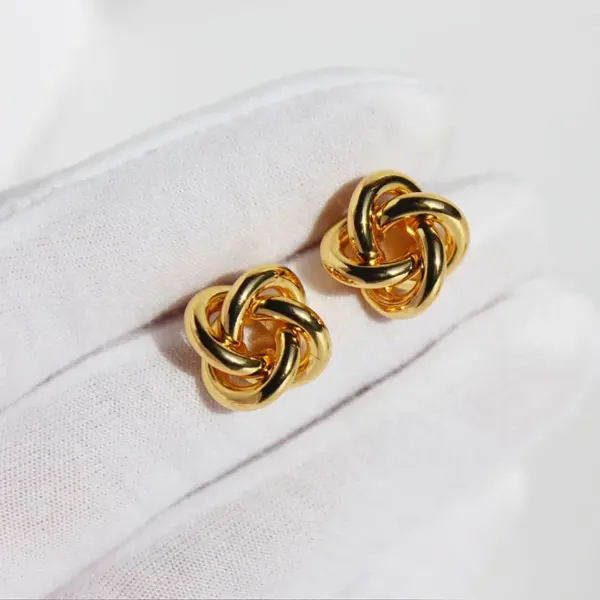 1 Pair IG Style Casual Classic Style Irregular Geometric Irregular Knot Hollow Out Brass 24K Gold Plated Silver Plated Ear Studs