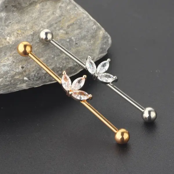 Wholesale Retro Flower Stainless Steel Plating Belly Ring 1 Piece
