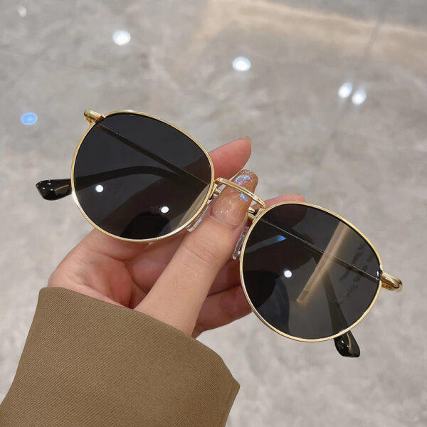 Wholesale in stock wholesale sunglasses new small round frame fashion female star with travel street anti-glare sunglasses cross-border