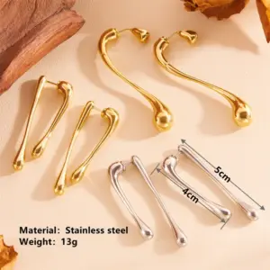 Wholesale 18K Real Gold Plated 304 Stainless Steel PVD Coated Rhinestones Solid Color Simple Style Drop Earrings For Women's