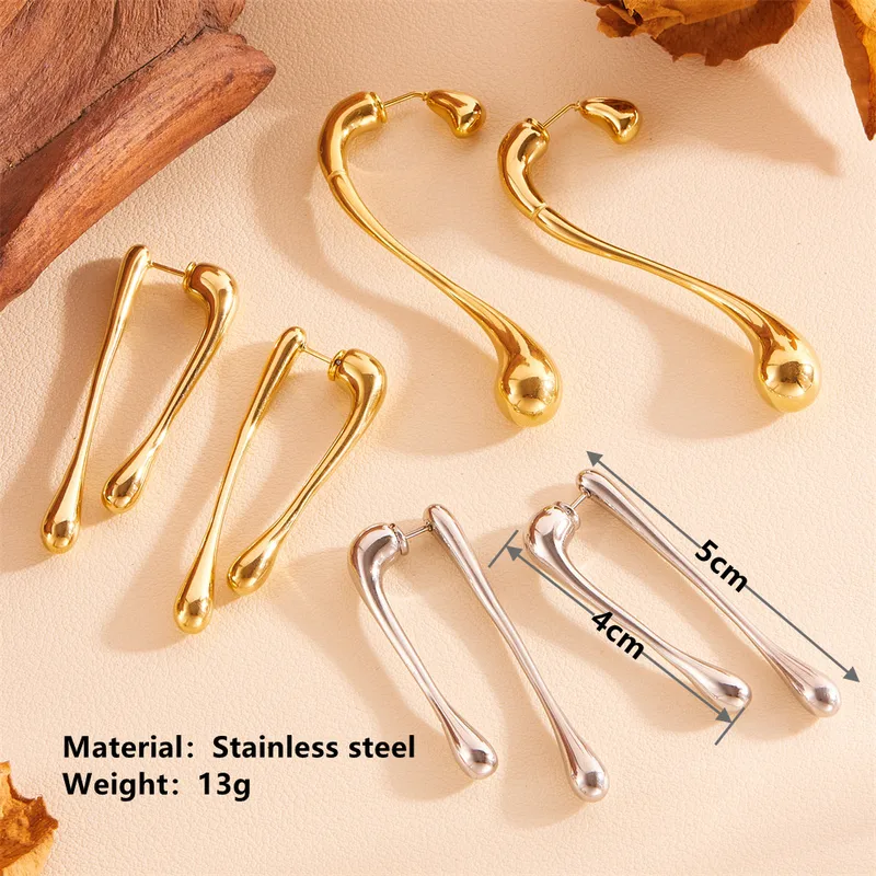 Wholesale 18K Real Gold Plated 304 Stainless Steel PVD Coated Rhinestones Solid Color Simple Style Drop Earrings For Women's