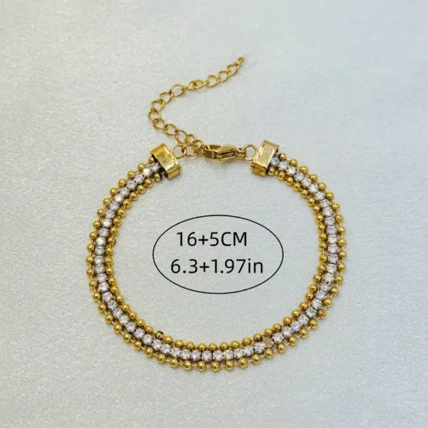 Wholesale Casual Simple Style Solid Color 304 Stainless Steel 24K Gold Plated Zircon Stainless Steel Bracelets In Bulk