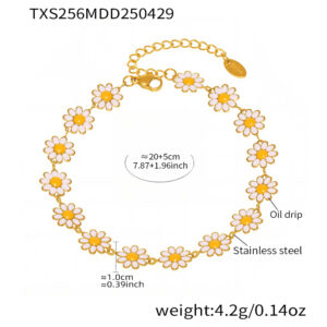 Txs256-gold small chrysanthemum flower anklet 20+5cm