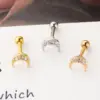 Wholesale Simple Style Moon Stainless Steel Zircon Lip Stud Ear Studs 1 Piece