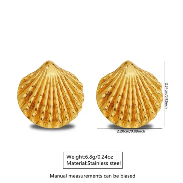 Wholesale 304 Stainless Steel Plastic Scallop Shell Electroplating Artificial Pearls Imitation Gold French Style Classic Style IG Style Ear Studs