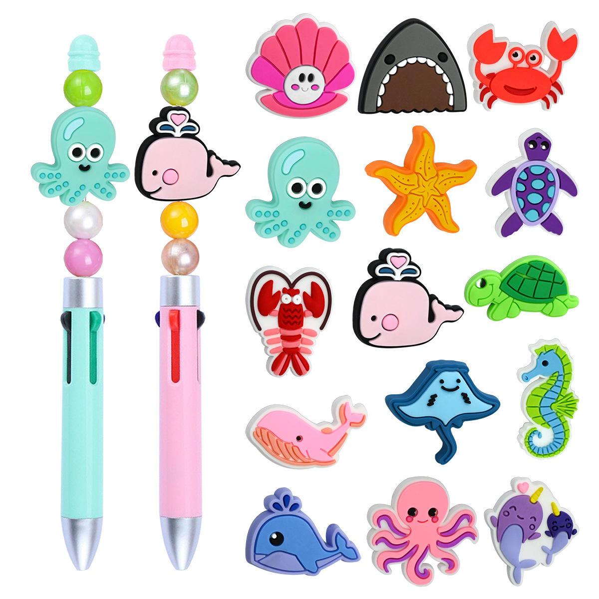 Wholesale Cartoon Ocean Animal Series PVC Soft Rubber Thick Sheets DIY Beading