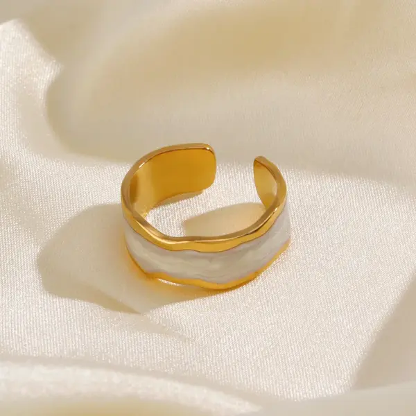 PVD Coated 18K Gold Plated Irregular 304 Stainless Steel IG Style Waterproof Non Tarnish Open Rings