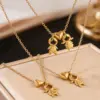 Wholesale Human Heart Shape Two Tone Choker For Women With PVD Coated Golden Plated 304 Stainless Steel Cable Chain
