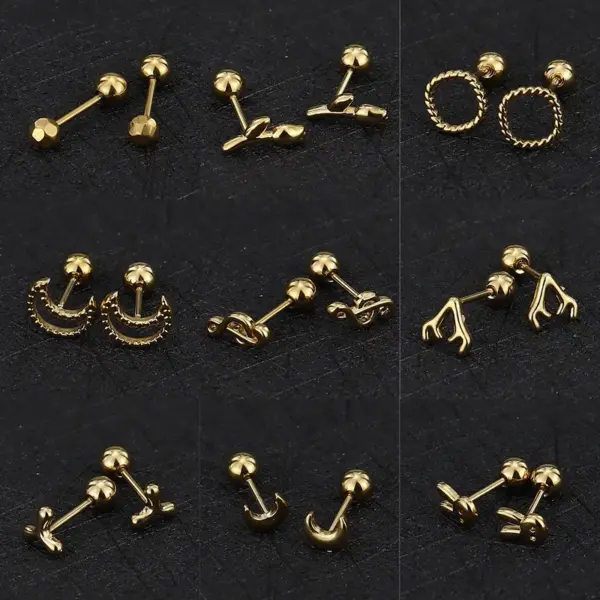 Wholesale 1 Piece Simple Style Commute Geometric Plating Titanium Steel Cartilage Earrings