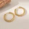 Wholesale Stainless Steel Twisted Hammered Texture Earrings Gold Plated Women's Versatile High-End Sensation Double Color Ear Cuff