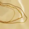 Wholesale PVD Coated 18K Gold Plated Solid Color 304 Stainless Steel Casual Simple Style Waterproof Non Tarnish 304 Stainless Steel Layered Necklaces