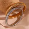 PVD Coated Real Gold Plated Solid Color Stainless Steel Vintage Style Simple Style Waterproof Non Tarnish Bangle