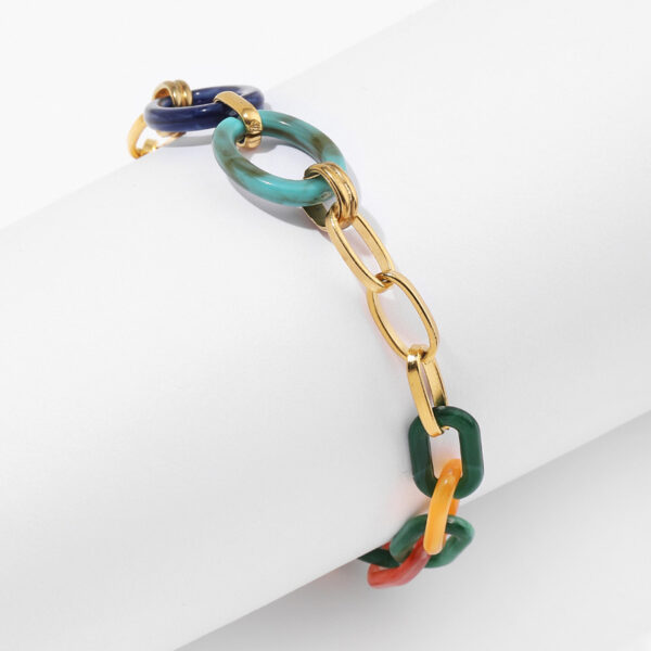 Wholesale Cross-border supply exotic bohemian bracelet female niche fashion simple acrylic feather titanium steel bracelet