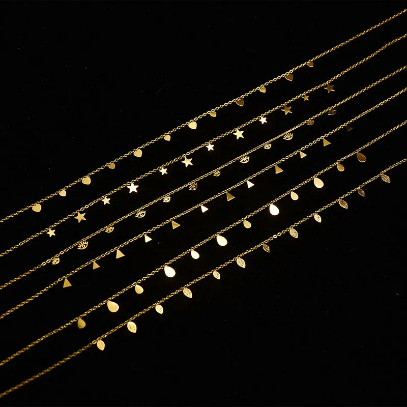 Wholesale PVD Coated Real Gold Plated 18K Gold Geometric 304 Stainless Steel Fashion Waterproof Non Tarnish 304 Stainless Steel Pendant Necklace