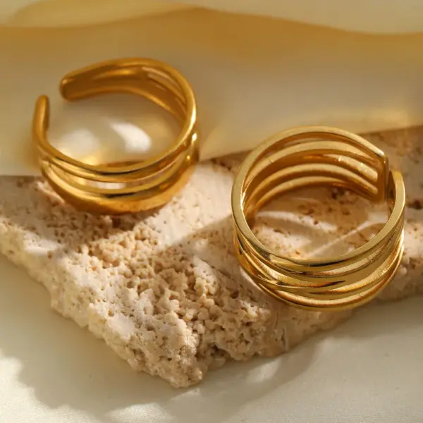 Wholesale 1 Piece Casual Glam Artistic Irregular Geometric 304 Stainless Steel 18K Gold Plated Women's Open Rings