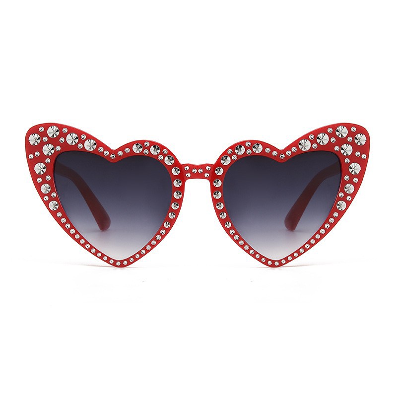 Wholesale European and American Retro Trend Large Frame Love Diamond Sunglasses Men and Women's Personalized Decorative Sunglasses