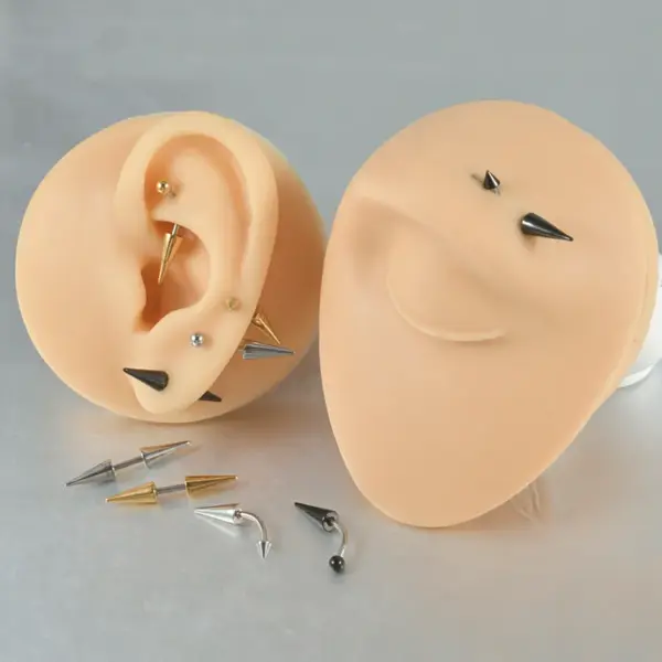 1 Piece 304 Stainless Steel Stone-Free Casual Exaggerated Simple Style Eyebrow Studs Solid Color Gold Steel Color Black Plating Vacuum Plating 18K Gold Plated Eyebrow Studs Ear Cartilage Rings & Studs