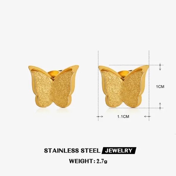 Wholesale 304 Stainless Steel Butterfly PVD Coated 18K Gold Plated IG Style Elegant Waterproof Non Tarnish Plating Earrings Necklace