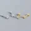 1 Pair 925 Sterling Silver Zircon Geometric Ear Studs