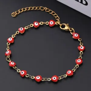 Red Eye Bracelet (Gold) / 10X5mm (Length: 160+50mm) / 1 Strand/Package