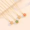 Wholesale Fashionable Titanium Steel Flower Necklace Rotatable Bohemian Style Women's Luxury Aesthetic Lockbone Chain Jewelry Accessory