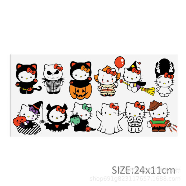 Wholesale Cartoon Kitty Kuromi Melody Series Uv Dtf Transfer Crystal Label Cup Sticker That Can Be Peeled Off and Apply