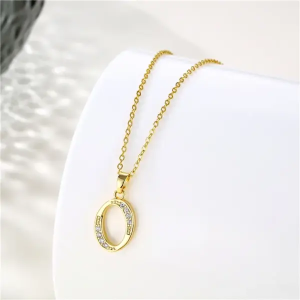 Water Plating Vacuum Real Gold Plated 18K Letter 304 Stainless Steel Titanium Fashion Waterproof Non Tarnish 201 Pendant Necklace