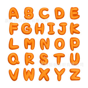 A set of orange letters (hot melt glue)