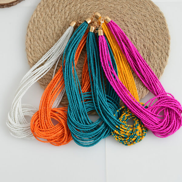 Wholesale European and American Fashion Commuter Multi-layer Beaded Knot Necklace Party Matching Necklace Wool Chain Clavicle Chain Clothing