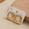 Wholesale Trendy Square 201 Stainless Steel Floral Oval Earrings Fashionable Casual Modern Style Acrylic Embedded Daily Wear For Women